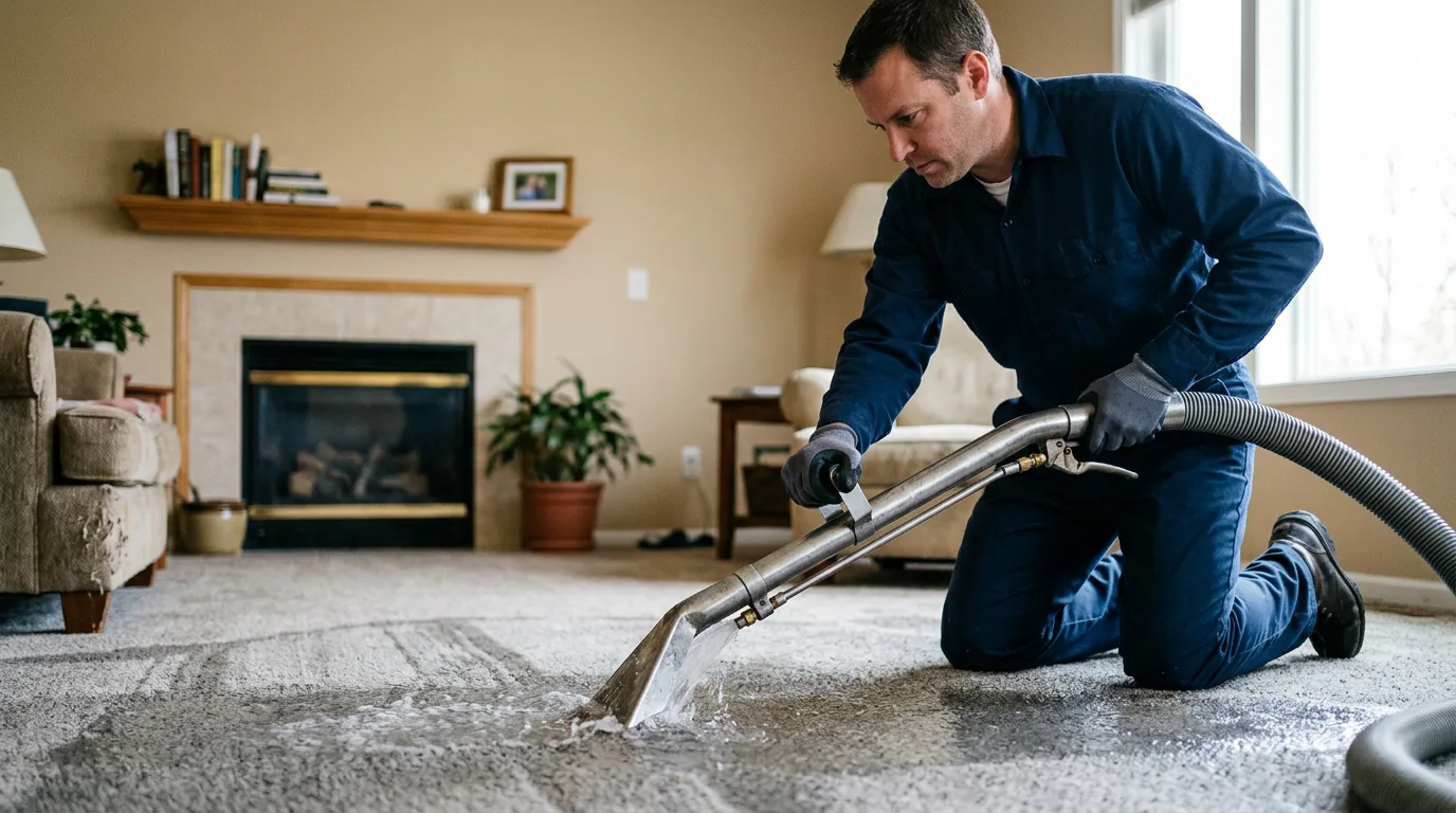 Water damage restoration technician working near Blanket, TX